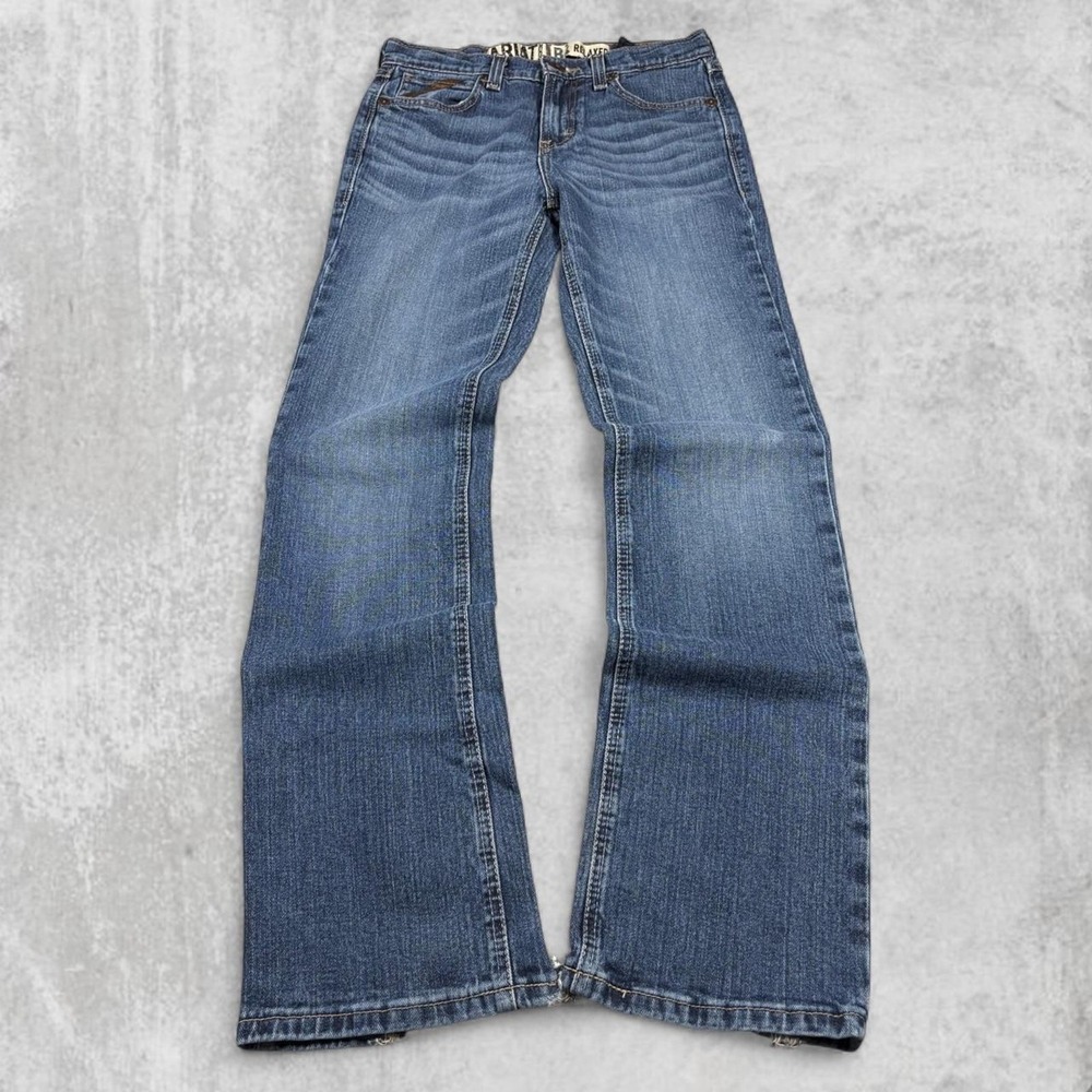 Ariat B4 Relaxed Bootcut Jeans Womens 14 Medium Wash Distressed Denim Cowgirl